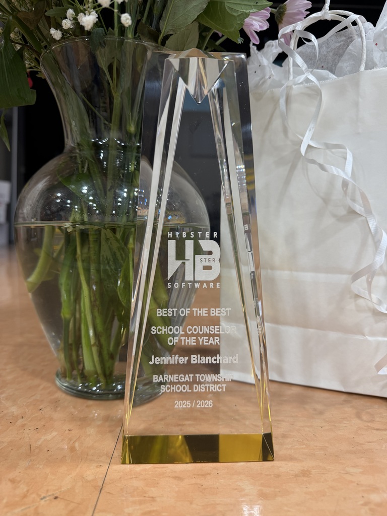 Image of the award from HIBster that says Best of the Best School Counselor of the Year Jennifer Blanchard Barnegat Township School District 2025/2026. 