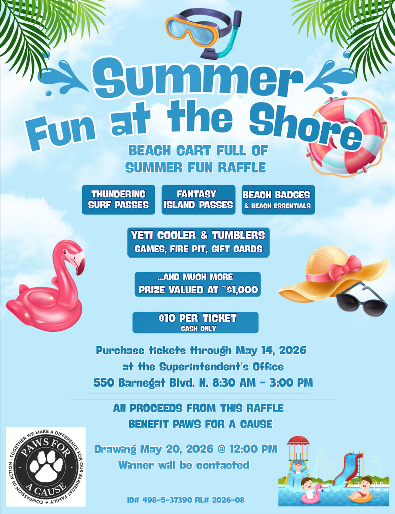 Image of the Summer Fun at the Shore flyer with all of the details of the raffle. 