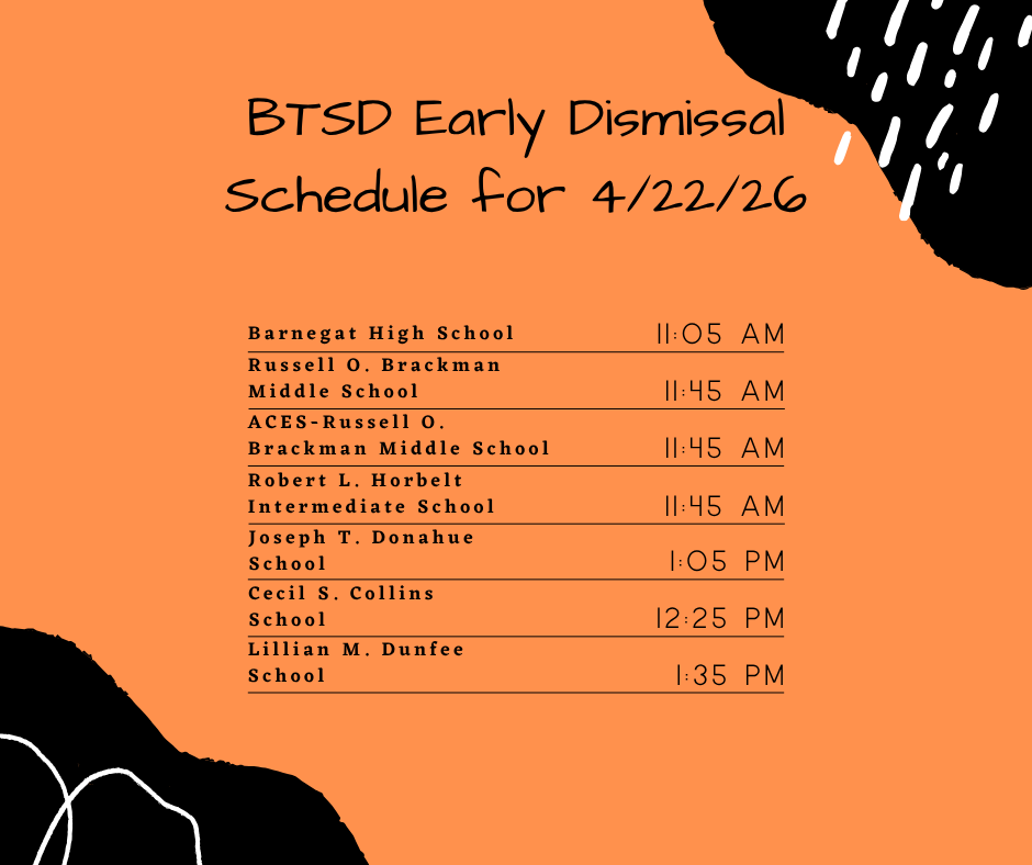 Image of the early dismissal times by school.