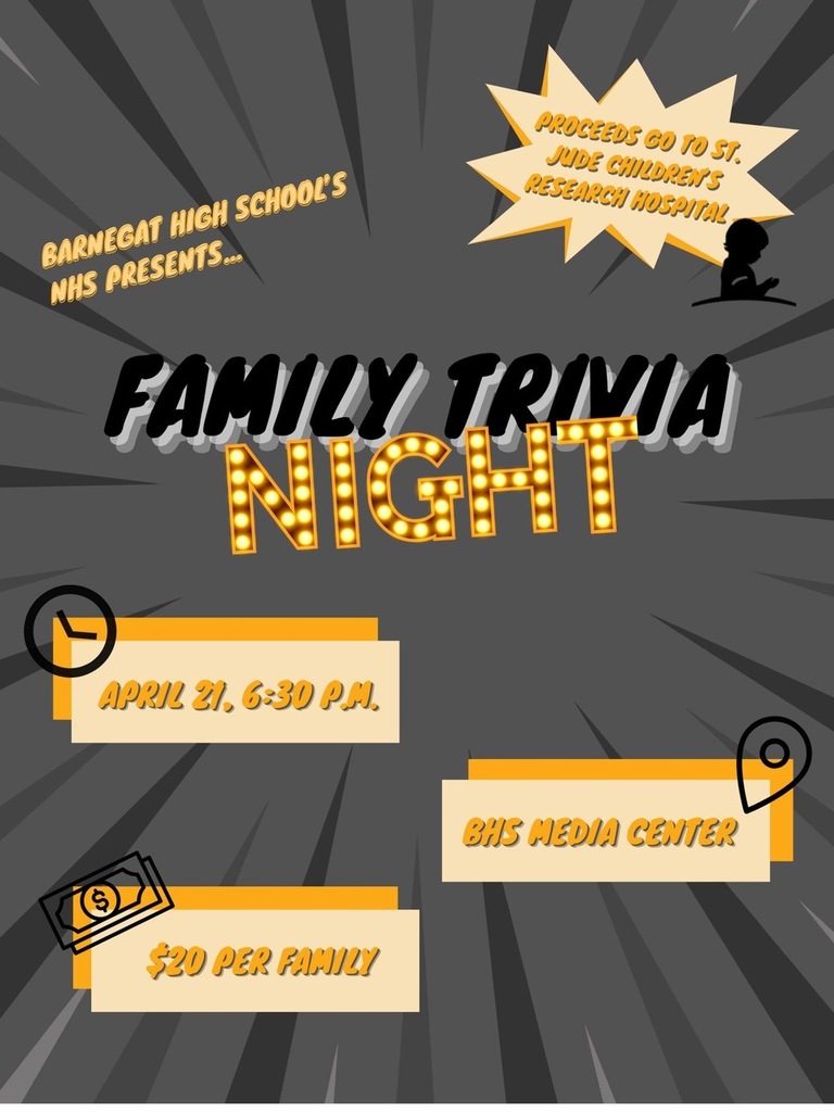 Image of the flyer for Family Trivia Night that has all of the details of the event. 