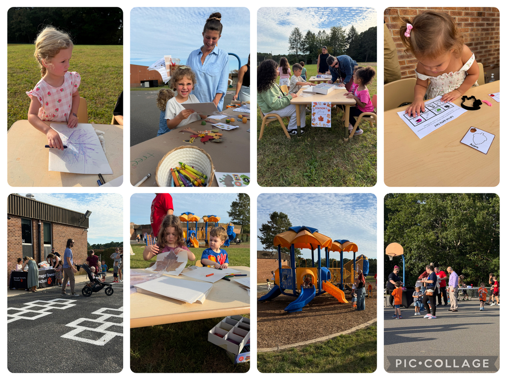 Eight picture collage of students and families enjoying the Fall Fest activities. 