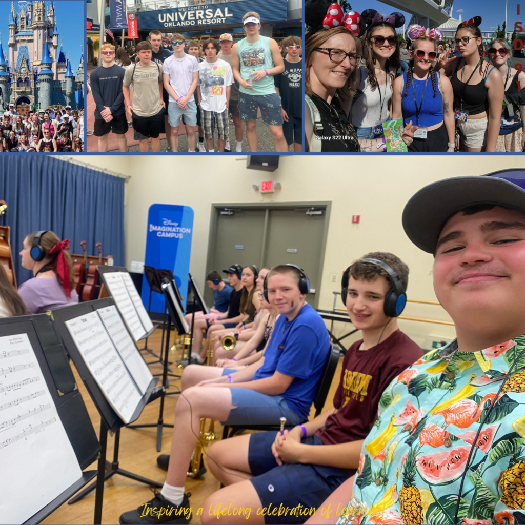 Band and choir students enjoying FL theme parks