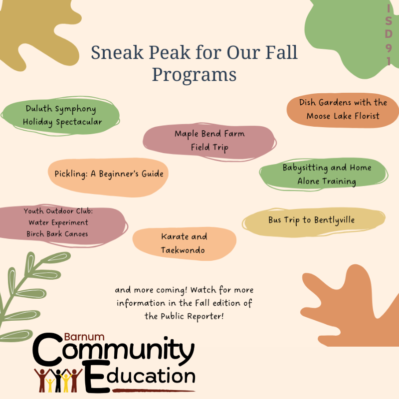 Upcoming Community Ed Class Titles