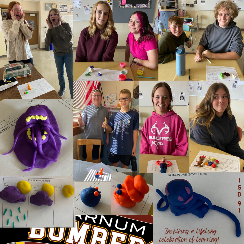 9th Gr students sculpting play-doh