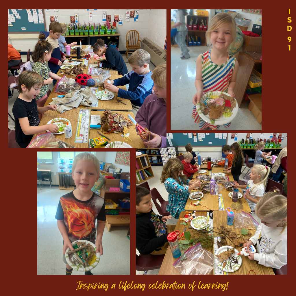 1st graders making bird nests