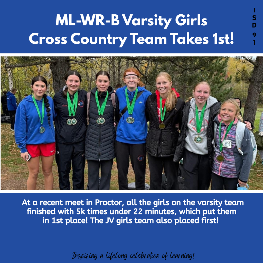 Girls Cross Country Team with 1st place medals