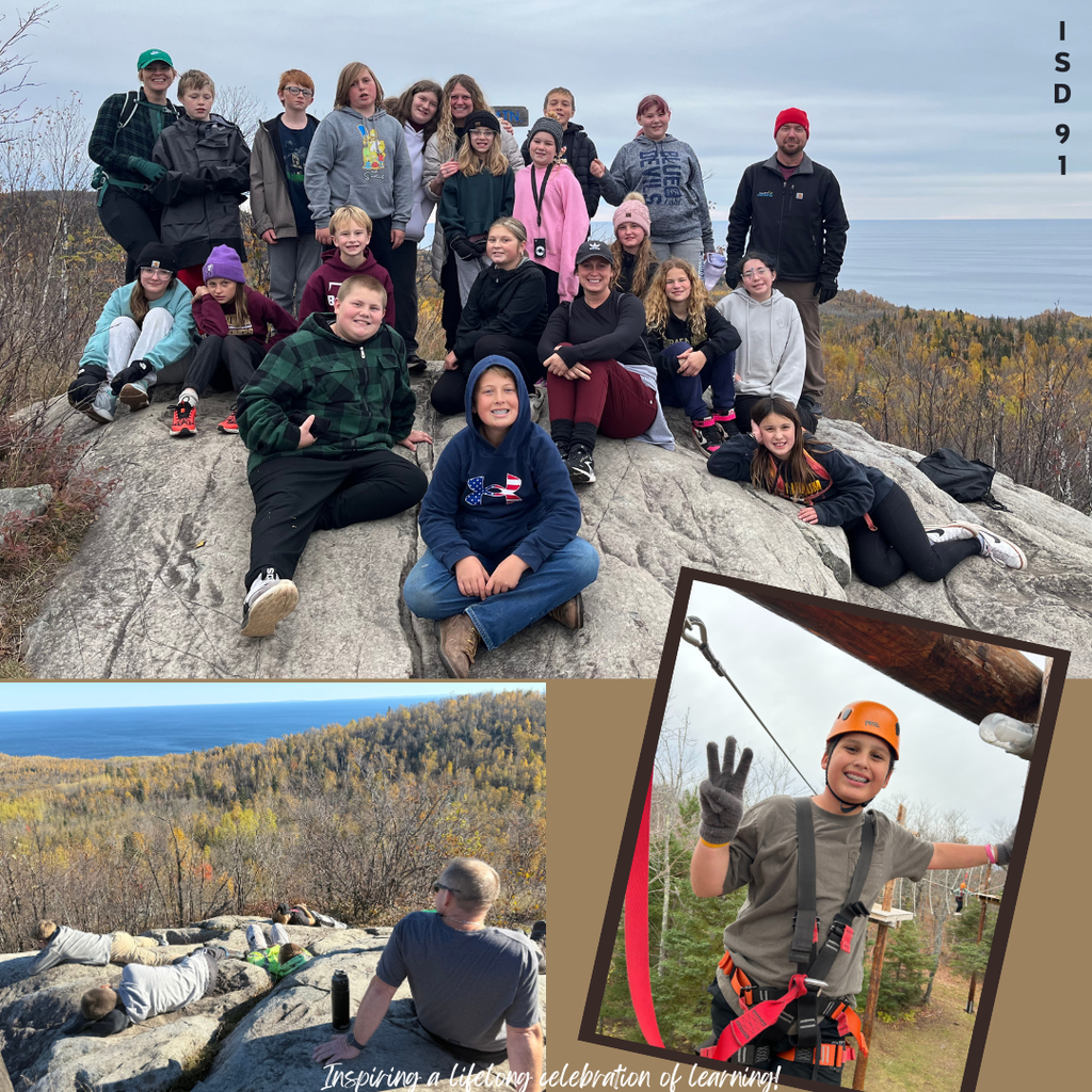 Groups out on rocks and on obstacle course