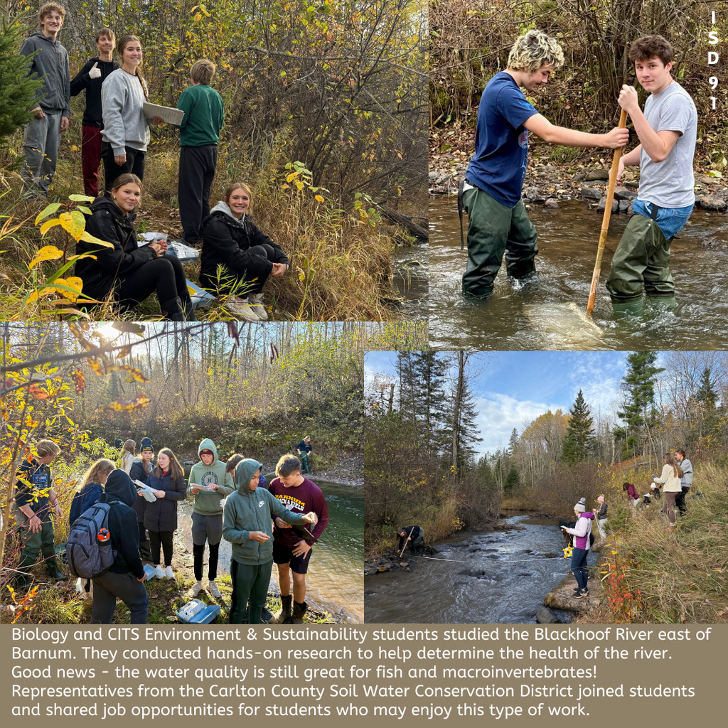 BHS students at the Blackhoof River taking water samples