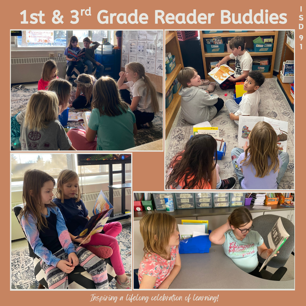 1st and 3rd graders reading together