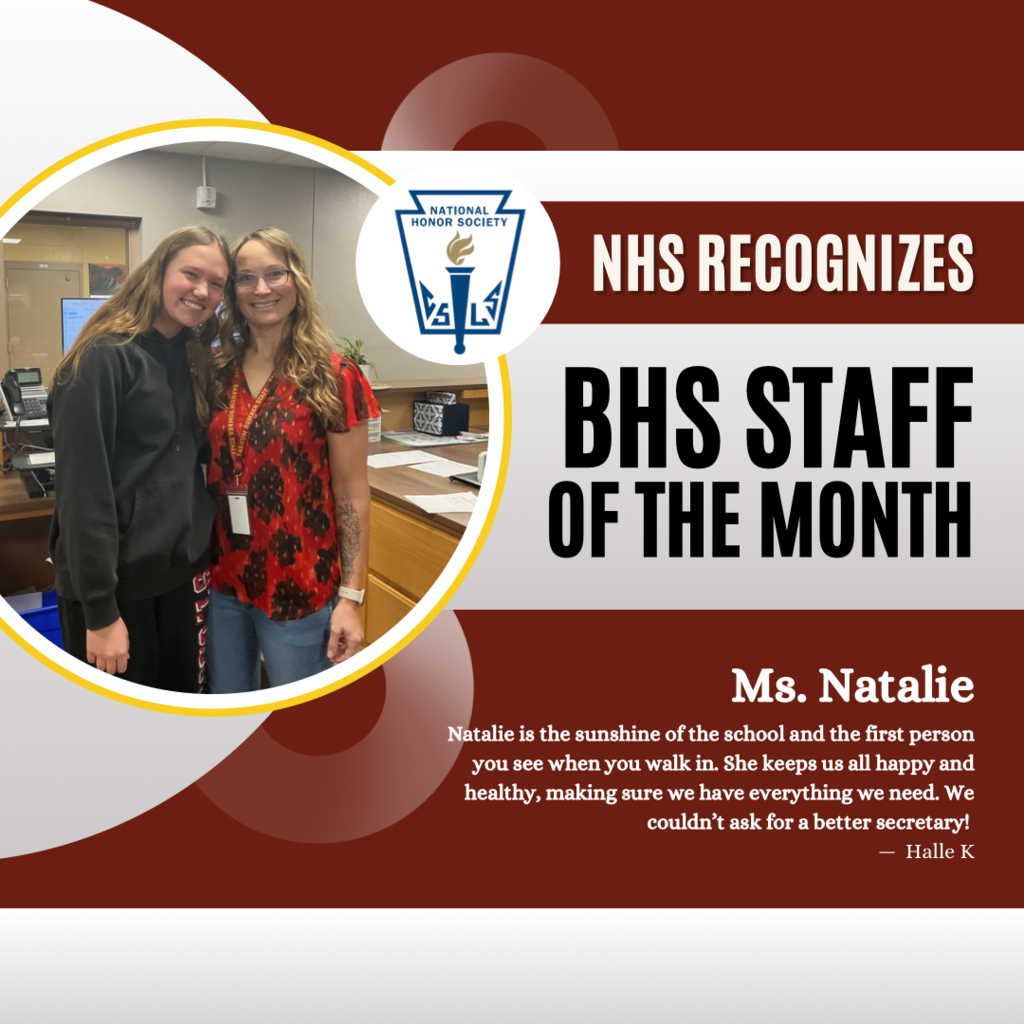 NHS Monthly Teacher Recognition Ms. Natalie