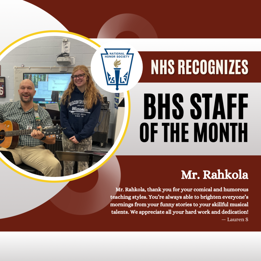 BHS NHS Staff Recognition - Mr. Rahkola