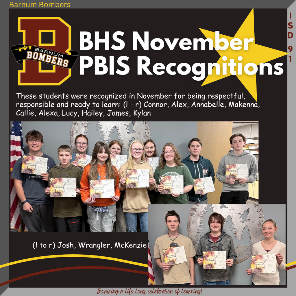 HS PBIS Monthly Honorees