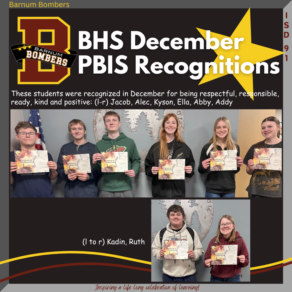 HS PBIS Monthly Honorees