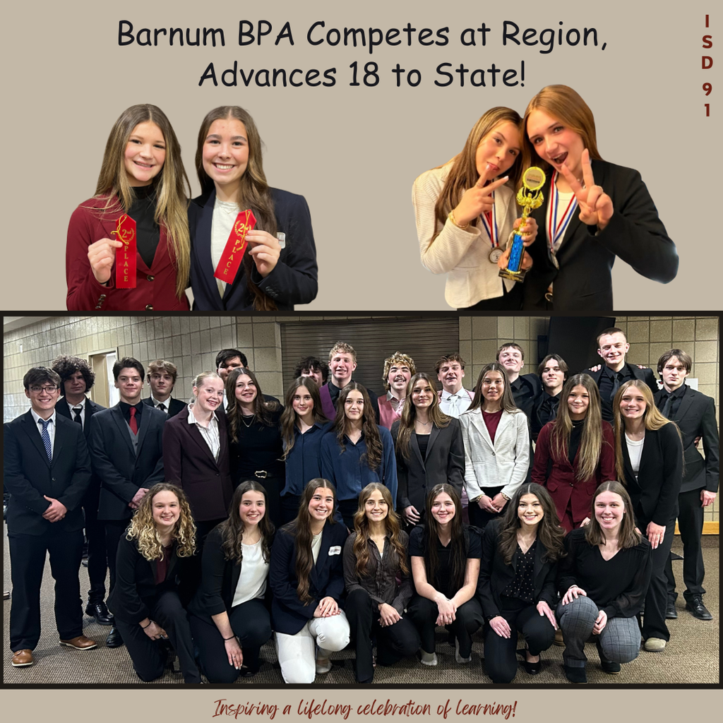 BPA students posing in a group and individually with ribbons