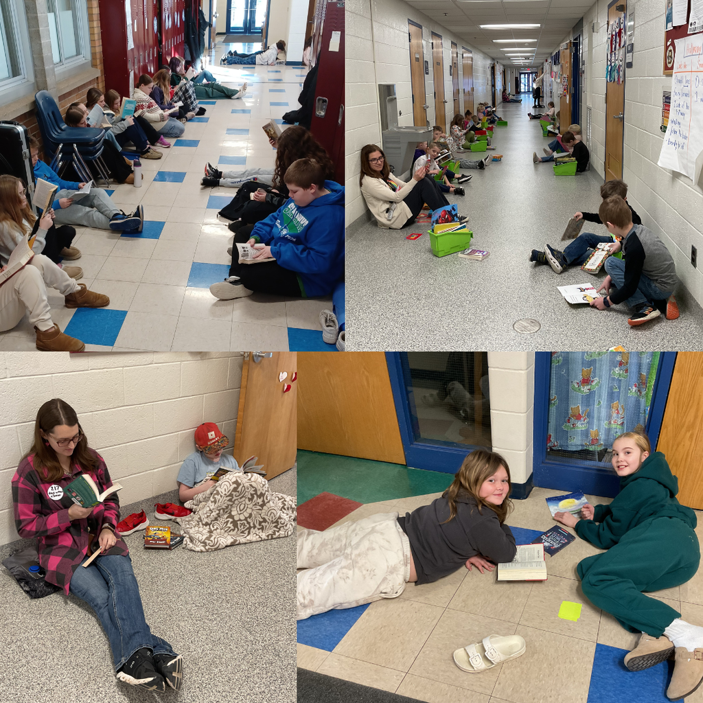 BES student reading train throughout hallway