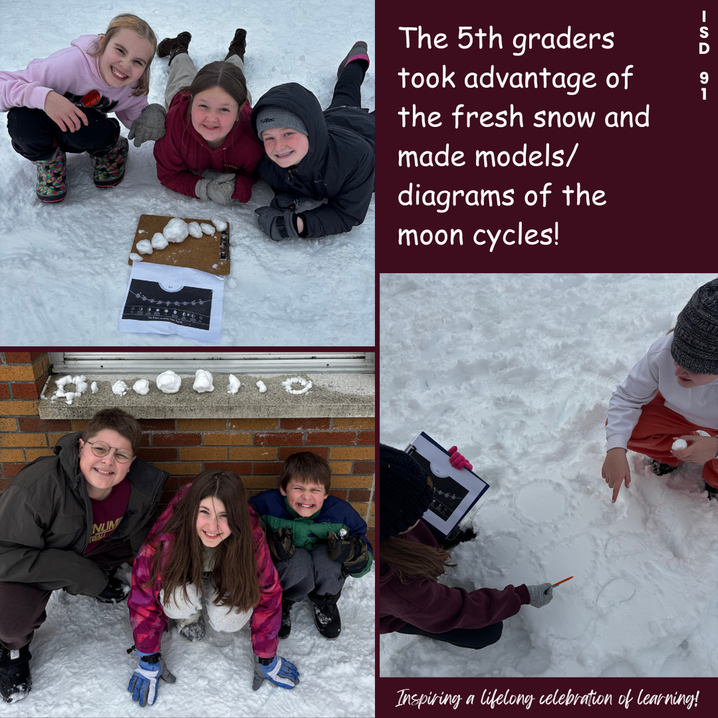 5th graders making Moon Cycle models out of snow