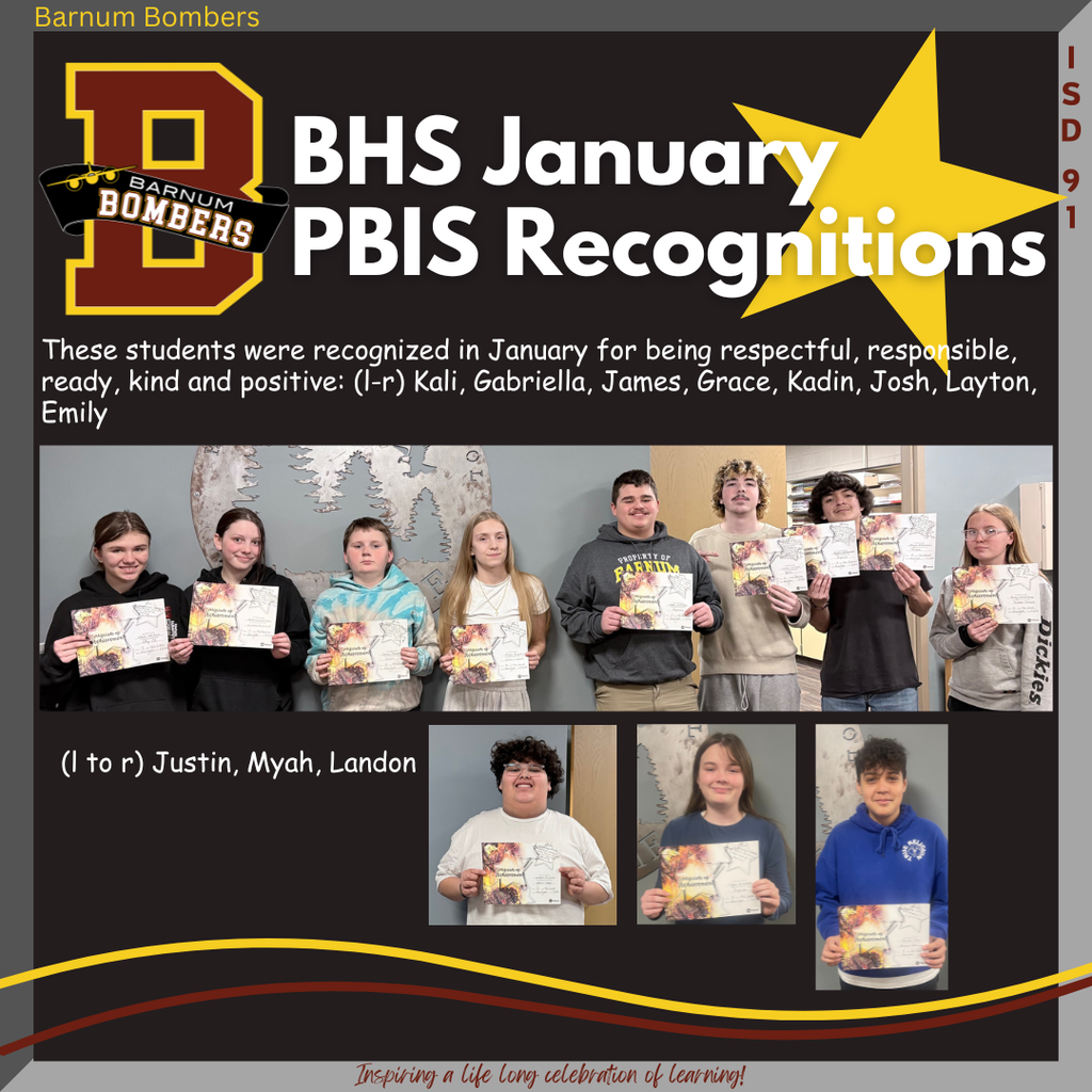 HS PBIS Monthly Student Honorees