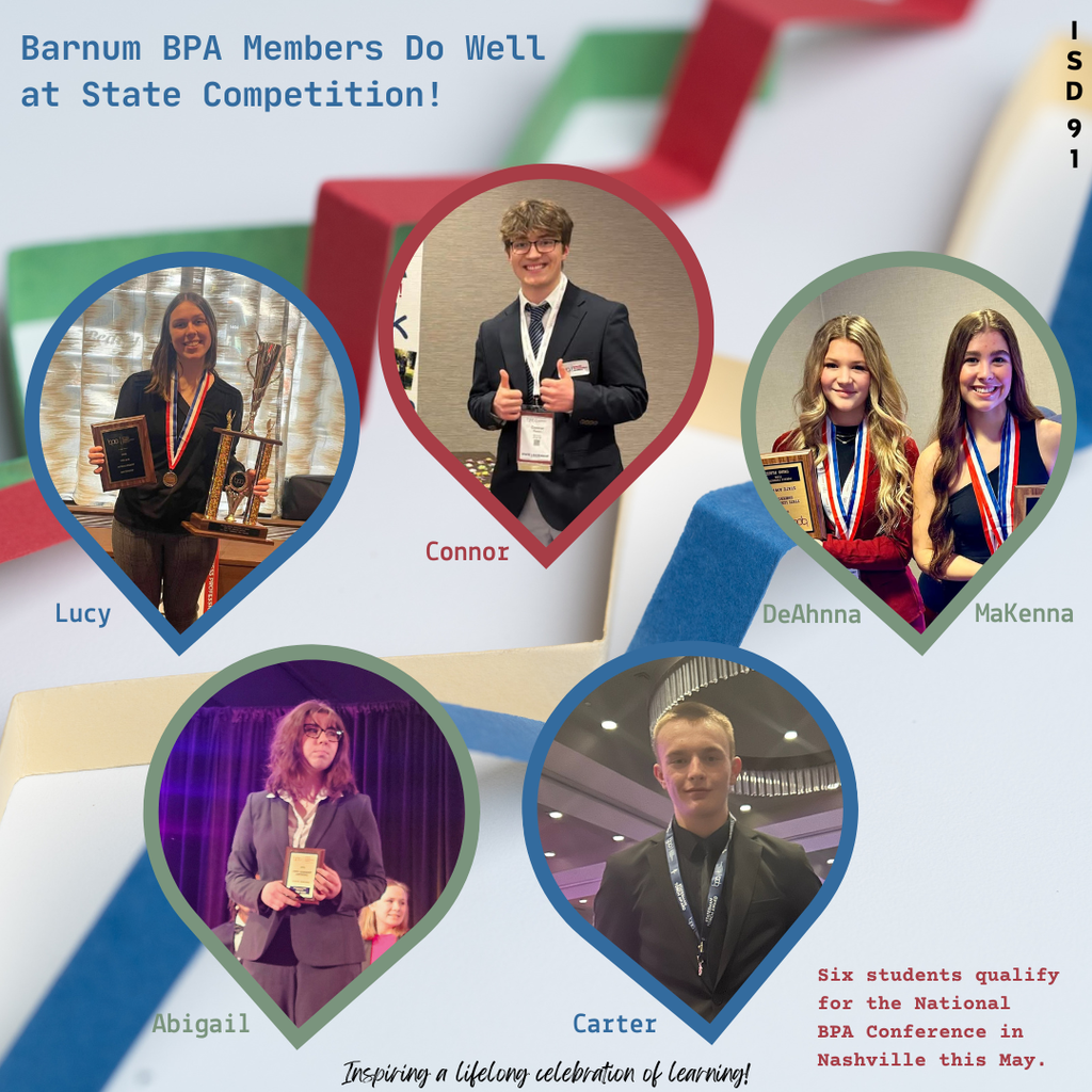 BPA Students with Awards they won at the State competition