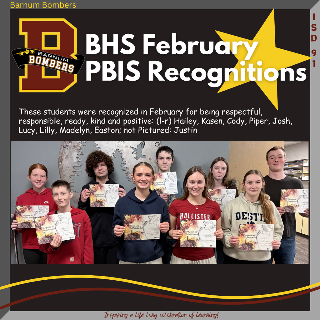 HS PBIS Monthly Student Honorees holding certificates