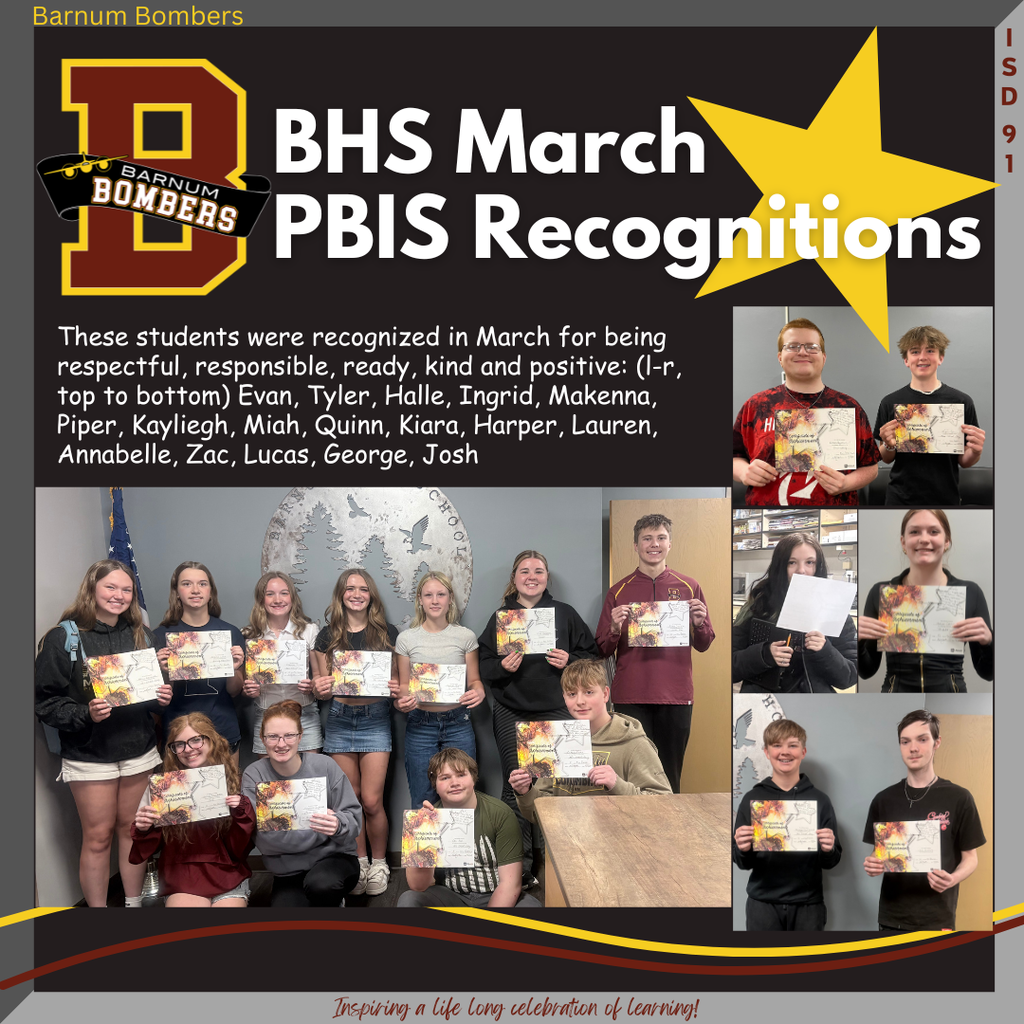 BHS students holding PBIS recognition certificates for good behavior