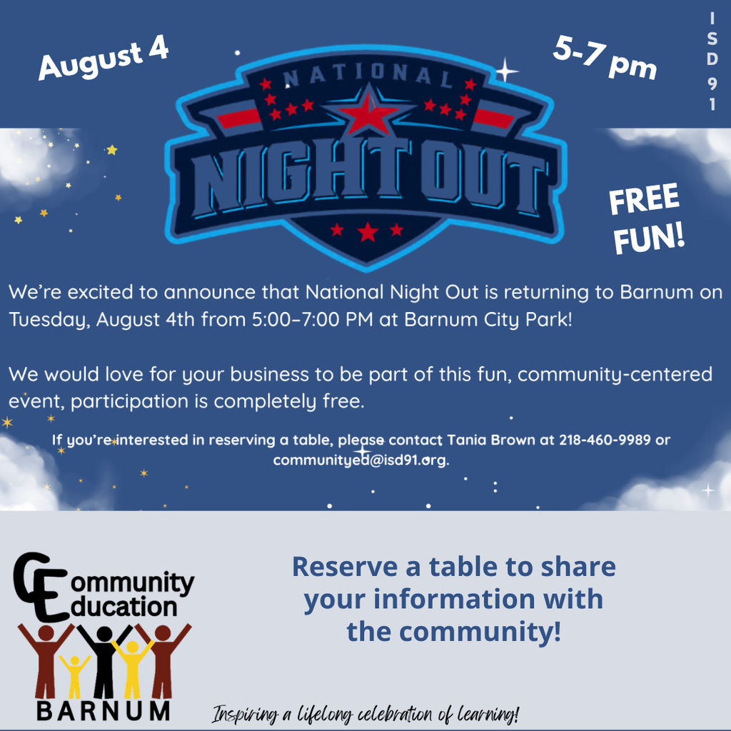 National Night Out information for August 4