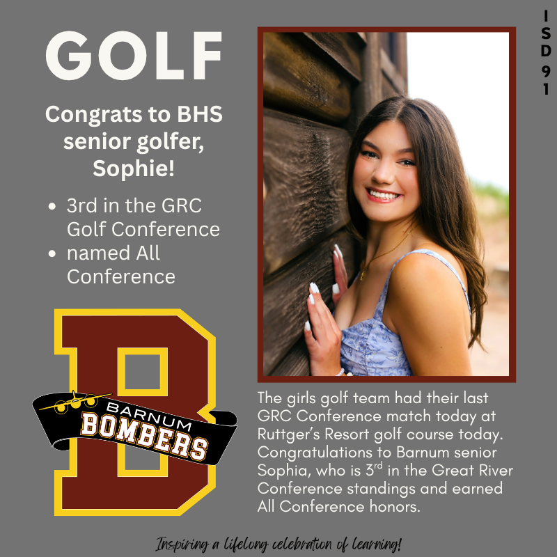senior picture of a female golfer who received golf honors