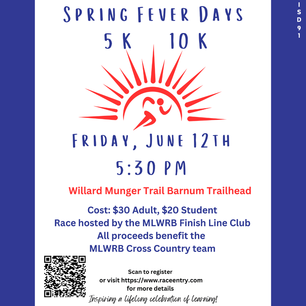 Cross Country Fundraiser Info in red and blue