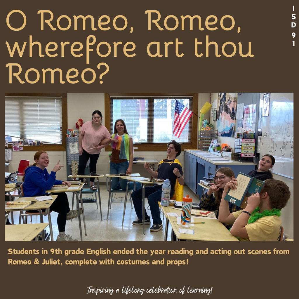 9th graders acting out Romeo and Juliet in English class
