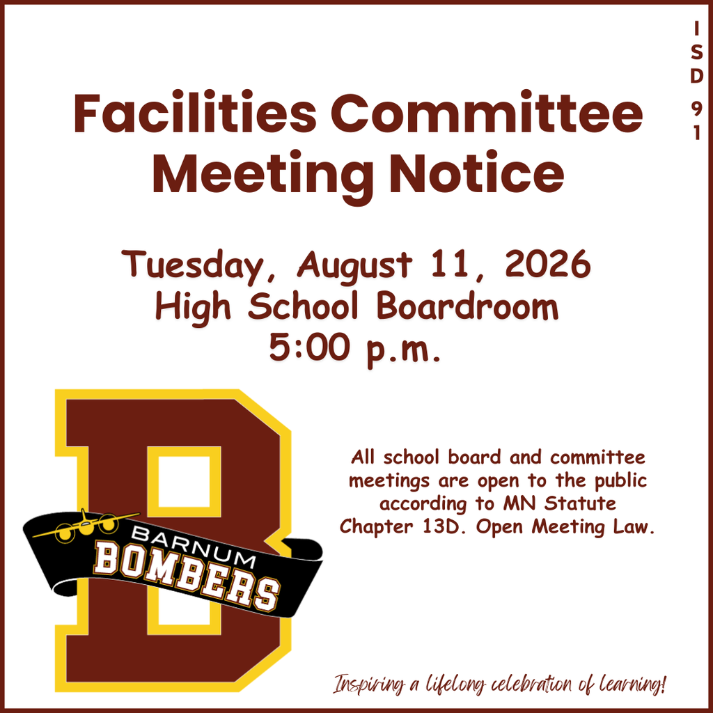 Facilities Committee meeting notice in maroon text with B logo