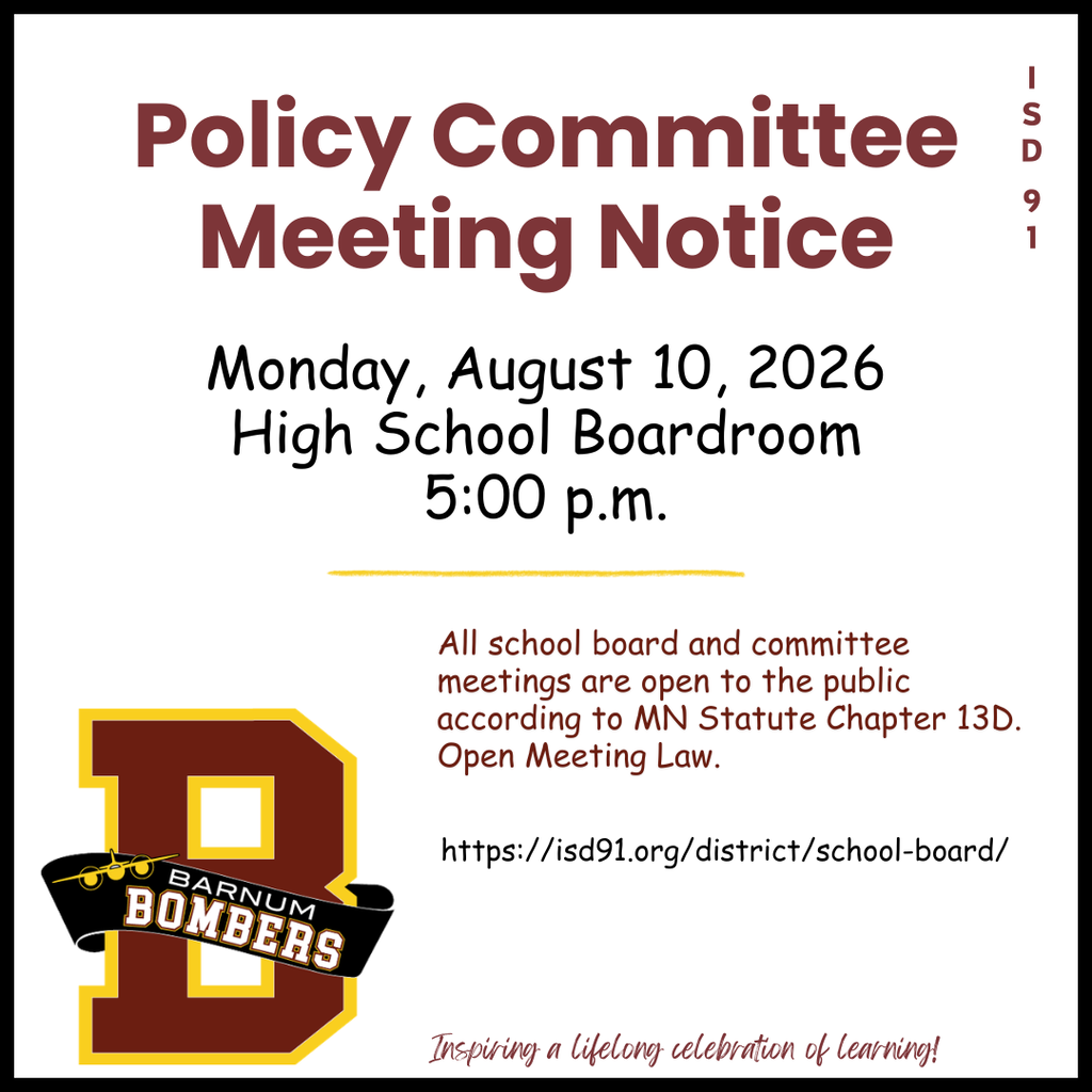 Policy Committee Meeting Notice in maroon and black ink with B logo