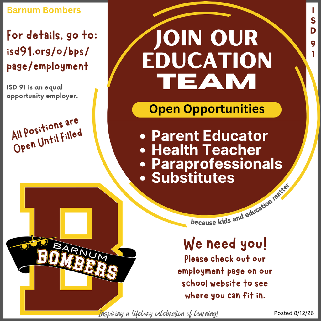 Multiple job posting with school B logo, maroon, yellow, black