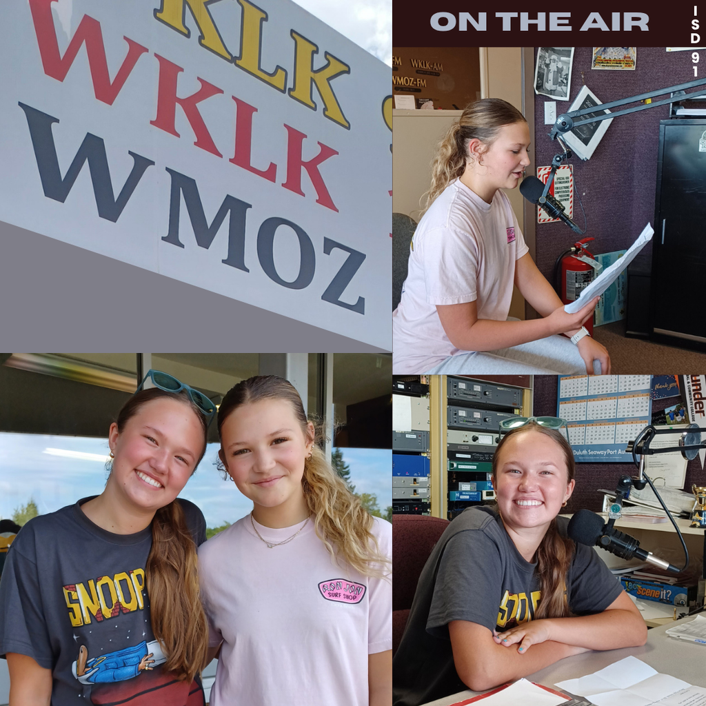 pics of two students voice recording a new school radio ad