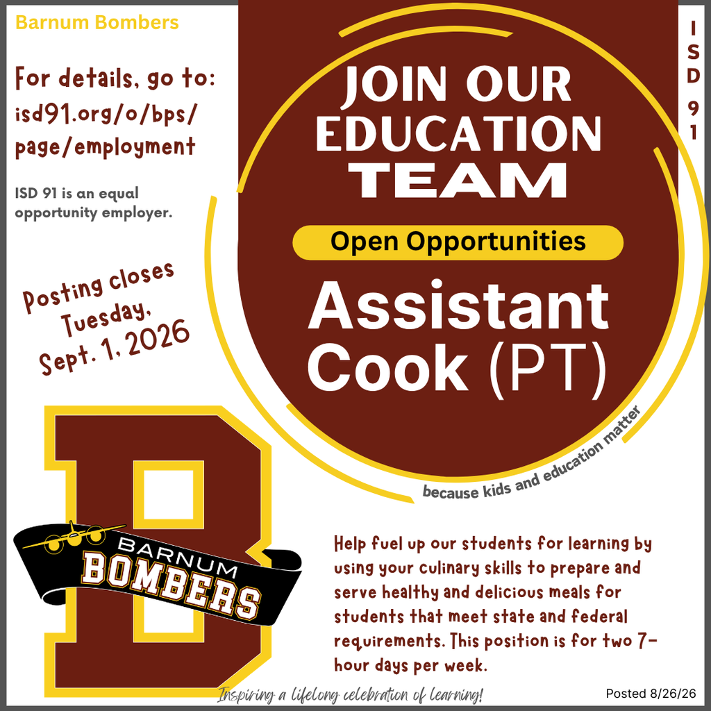 job posting for asst cook with school B logo