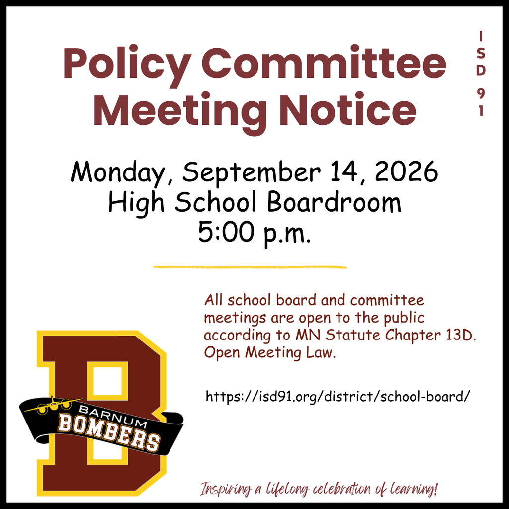 Committee meeting notice text and school B logo