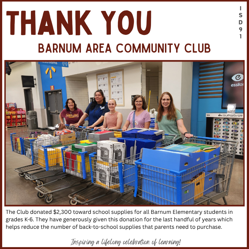 5 women behind shopping carts filled with school supplies at Walmart