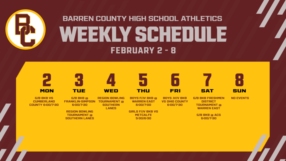 Athletics Weekly Schedule