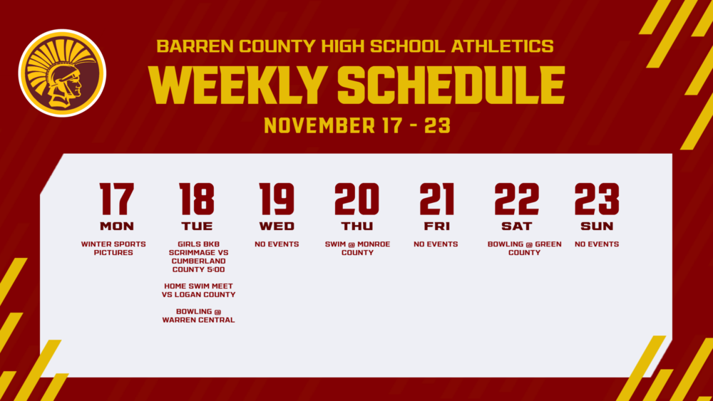 Weekly Athletics Schedule