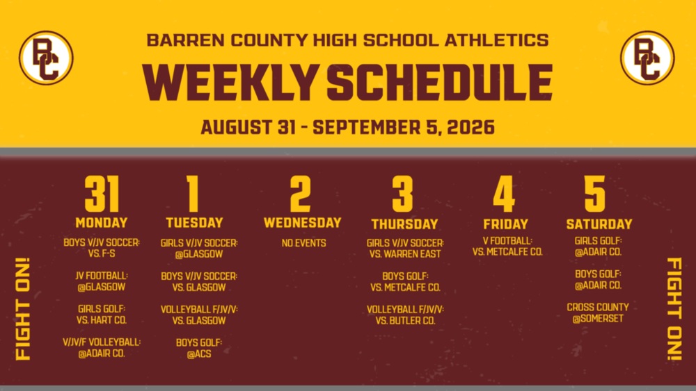 Weekly Athletics Schedule