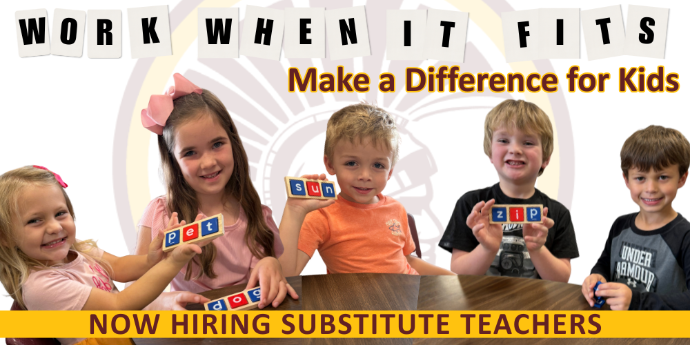graphic with kids holding up word tiles