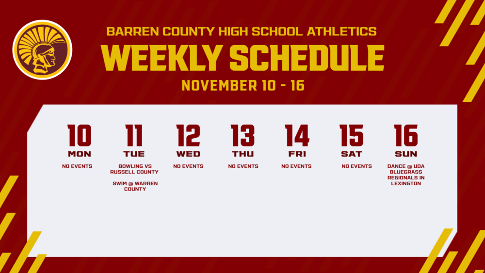 Weekly Athletics Schedule