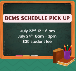 BCMS Schedule pick up.