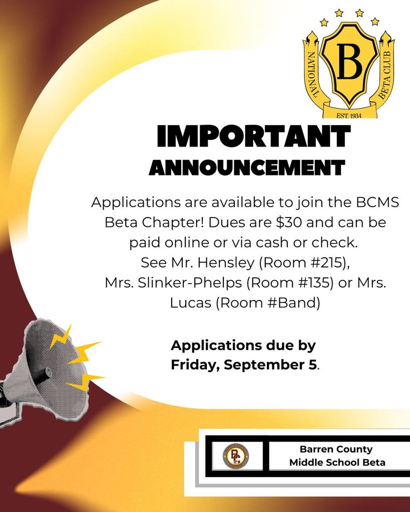 BCMS Beta Club Annoucement
