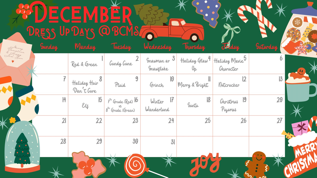 2025 Christmas Dress Up Days