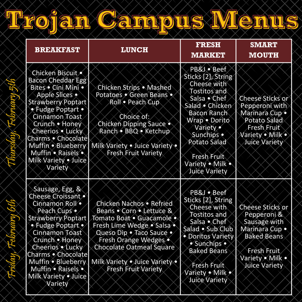 Trojan Campus Menu Change