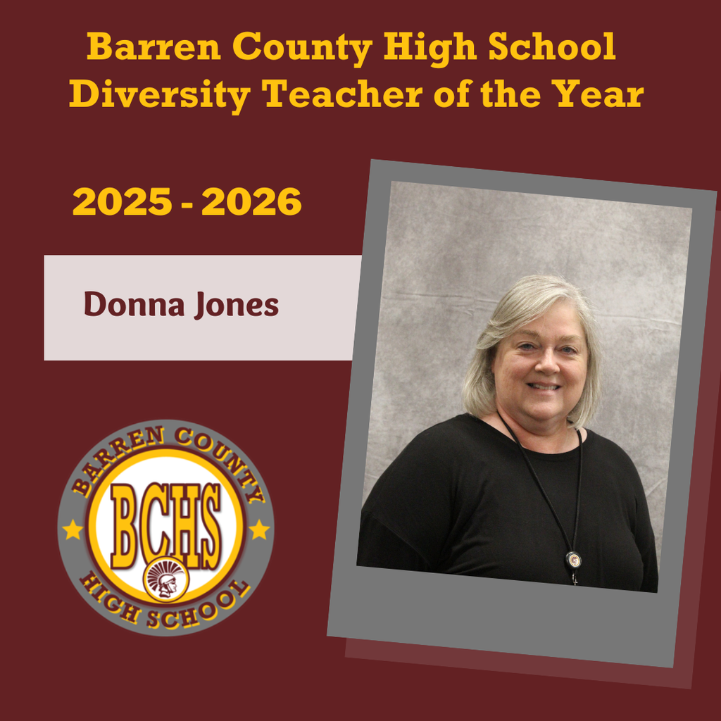 Congratulations to Donna Jones Barren County High School Diversity Teacher of the Year. Thank you for the hard work, passion, and care you show our students every single day. We're so proud to have you on our team!