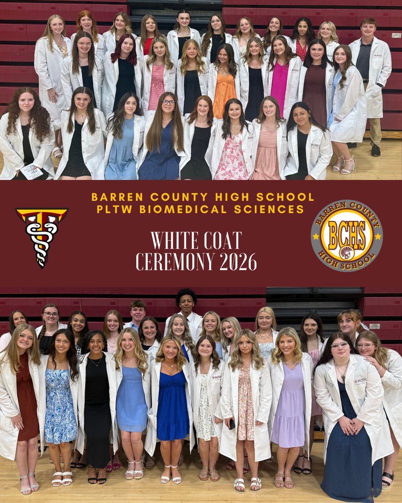 Last night 100 BCHS Biomed students were recognized in our annual White Coat ceremony! This ceremony recognizes their hard work this year and dedication to their future careers in the healthcare field. A huge thank you to Dr. Brent Wright for the addressing the students!  As a program, we are thankful for our administration, teachers, and community partners who make this program successful and invest time in our students!  Students in this program have participated in various community service projects, job shadowing experiences, and completed close to 3000 work-based learning hours at their placements.