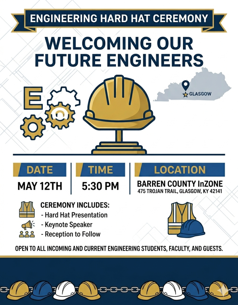 BCHS Engineering Hard Hat Ceremony will be held May 12, 2026 at 5:30 PM at the BCHS Innovation  Zone.