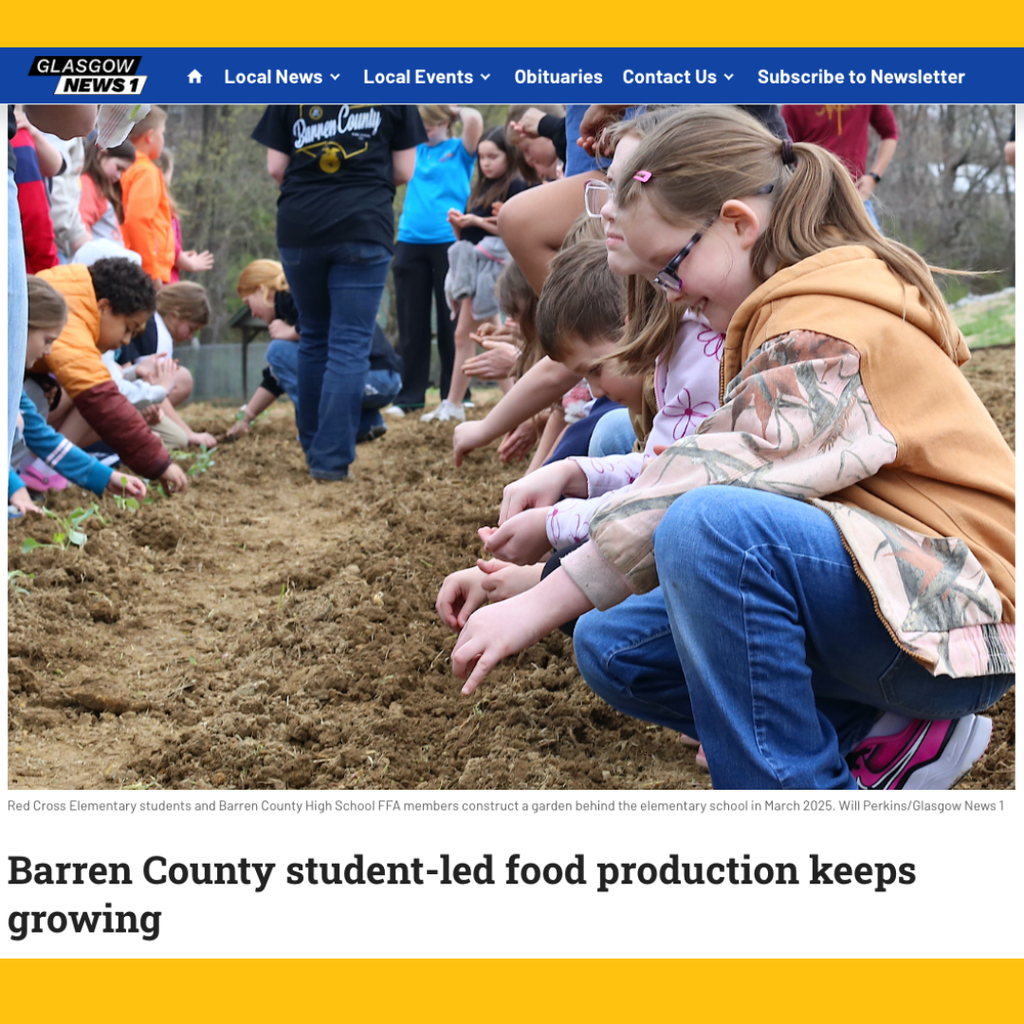 students working in garden at Barren County Schools Red Cross Elementary