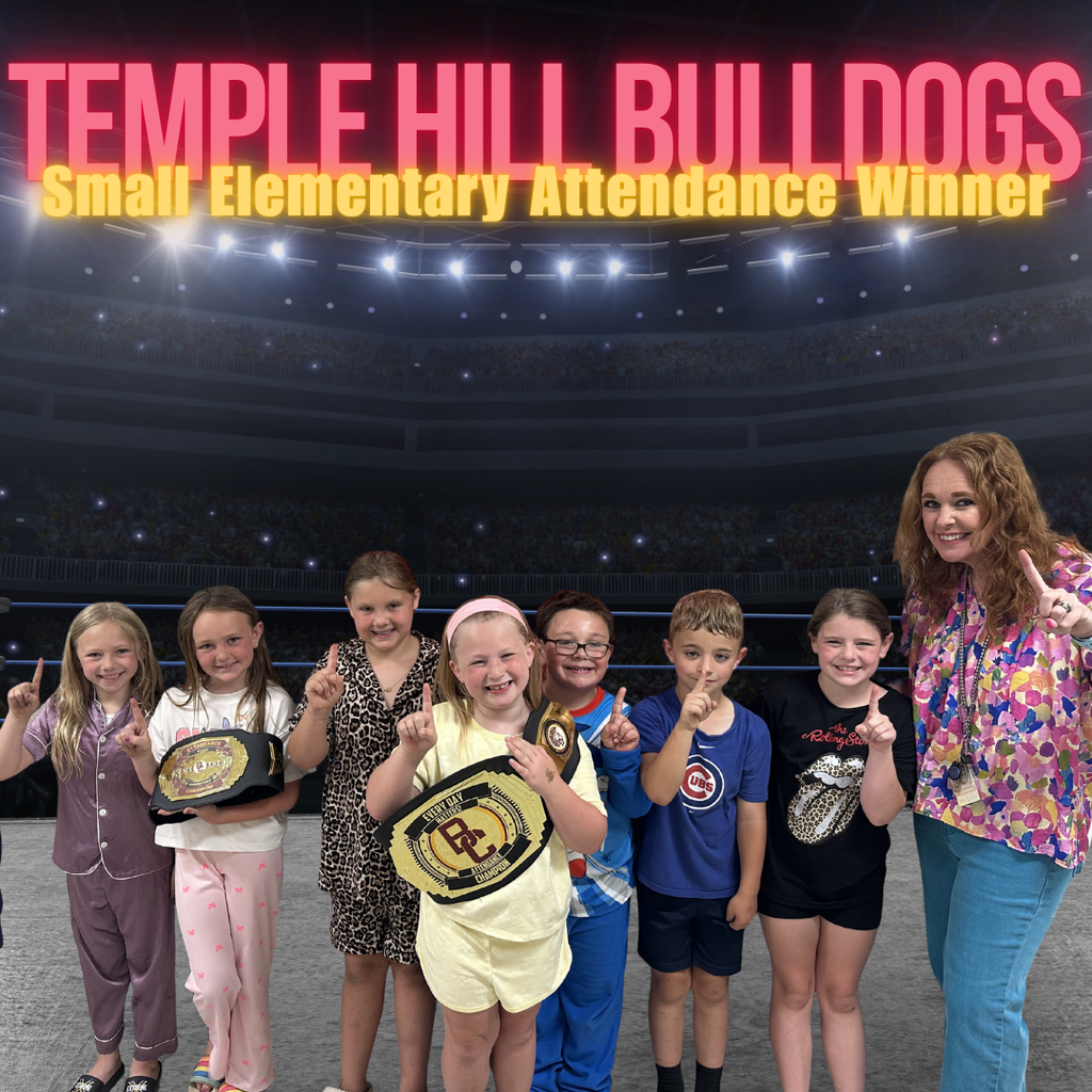 Barren County Schools Temple Hill Elementary student posing with belt along with Heather Shelton