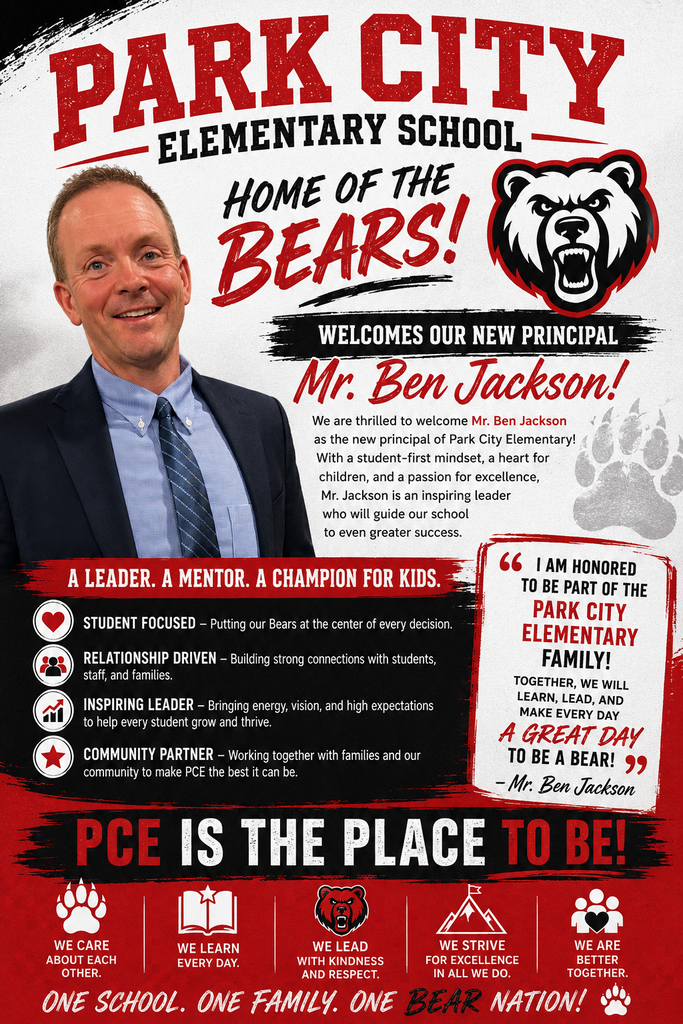 Please join Park City Elementary in celebration as we announce our new principal Ben Jackson.